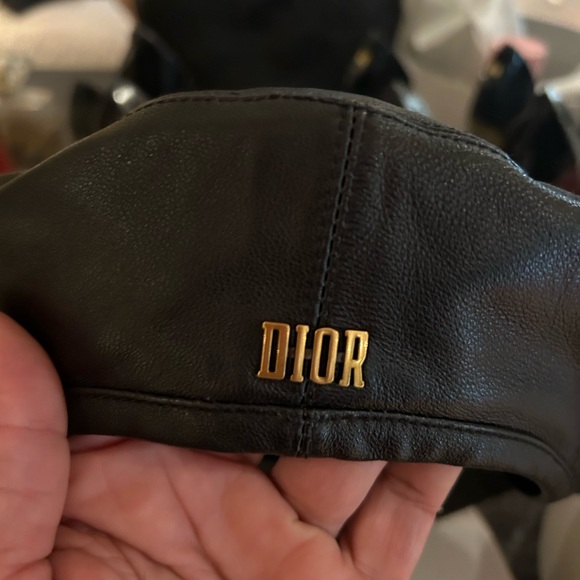 Dior Vintage Lambskin Leather Beret Logo Black Cap w/Dior Bag, Hat Box & Pillow! - Picture 4 of 17